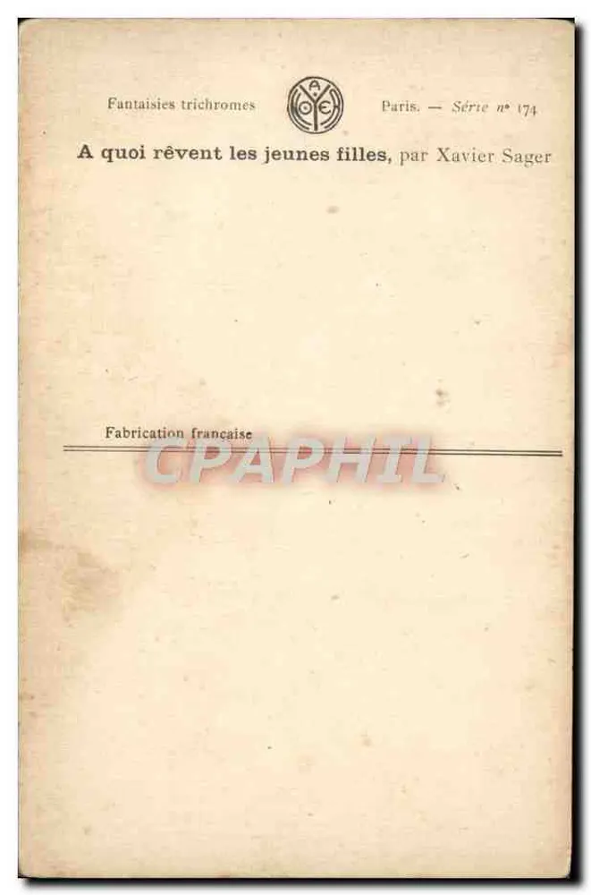 Junge Frau, die raucht — Fantaisies trichromes, Serie n° 174 — Xavier Sager - Rückseite