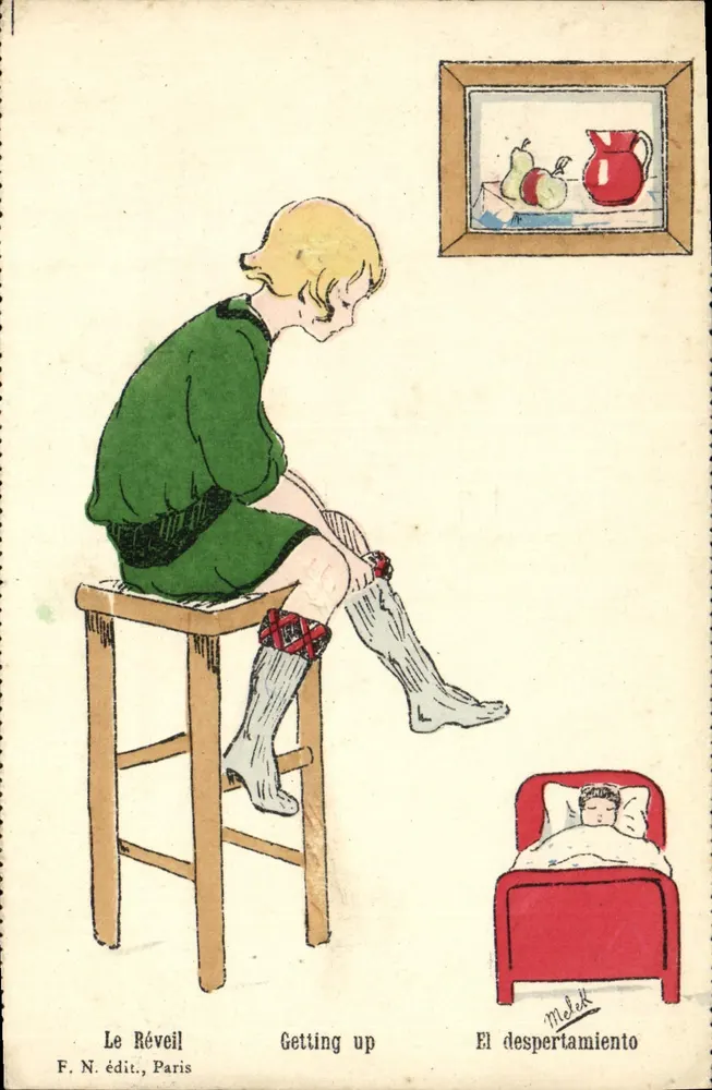Femme se levant — scène matinale — F. N. édit., Paris - Recto