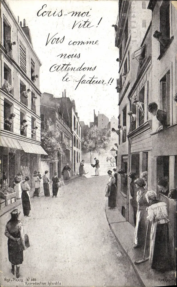Mulheres esperando o carteiro — Paris — Vise & Paris, N° 860, Reprodução Hylandite - Frente