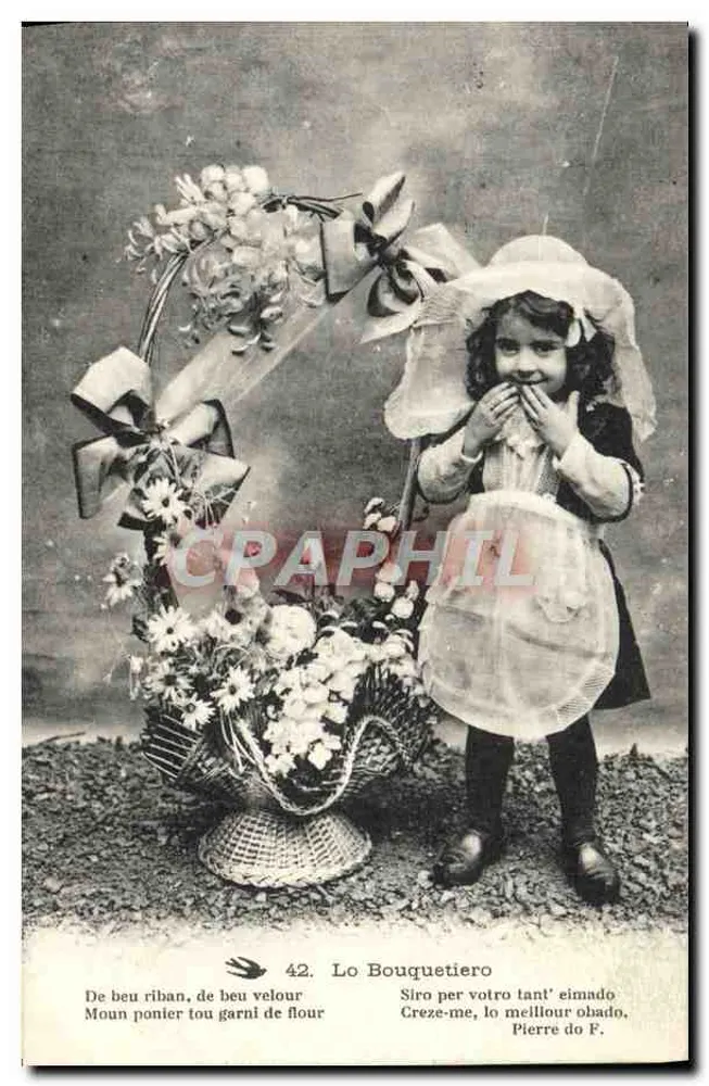 Mädchen in Kleid und Schleier — mit Blumenkorb — Lo Bouquetiero n°42 - Vorderseite