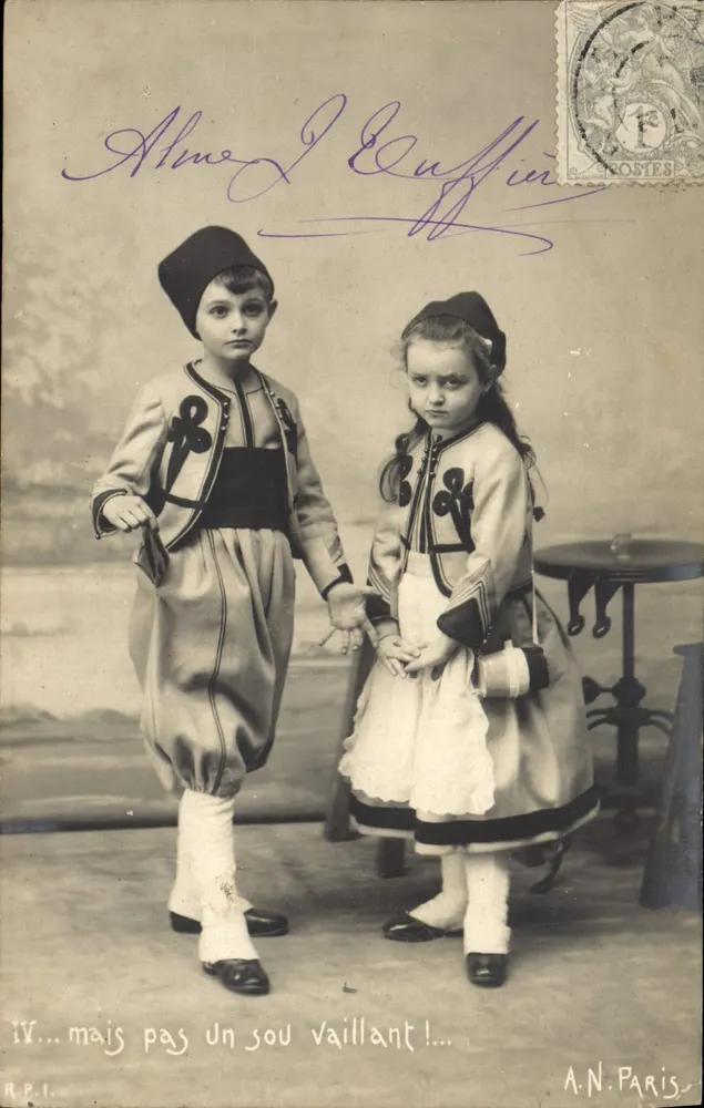 Due bambini in costume greco — R.P.I. — A.N. Paris - Recto
