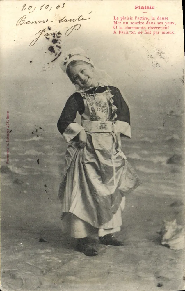 Fille en costume traditionnel — danseuse — Phototype A. Berenret & Cie, Nancy - Recto