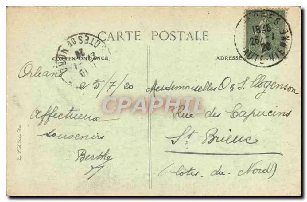 Orléans - A Catedral de São Crisóstomo (Fachada Norte) — editor Pothier, n° 523 - Verso