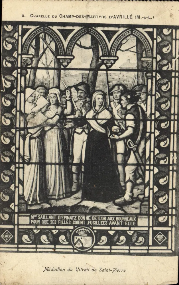 Kapelle des Champ-des-Martyrs von Avrillé — Medaille des Glasfensters von Saint-Pierre — Verlag Clamers, Nr. 9 - Vorderseite