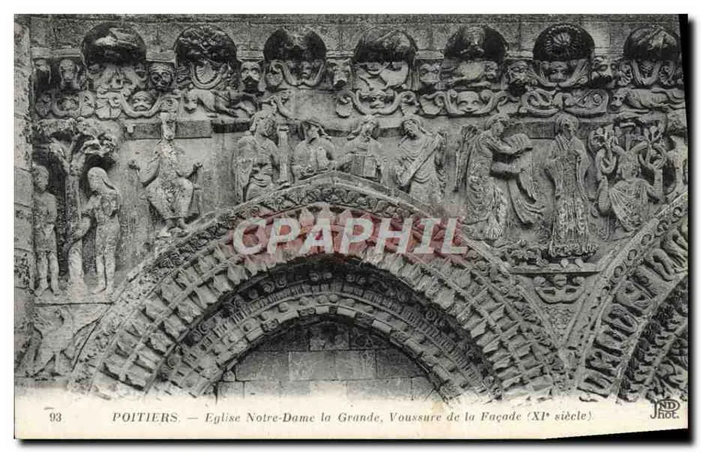 Poitiers — Kirche Notre-Dame la Grande, Voussure der Fassade (11. Jahrhundert) - Vorderseite