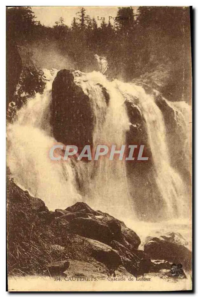 Cauterets — Cascata de Lutour — Editor não identificado, n° 394 - Frente