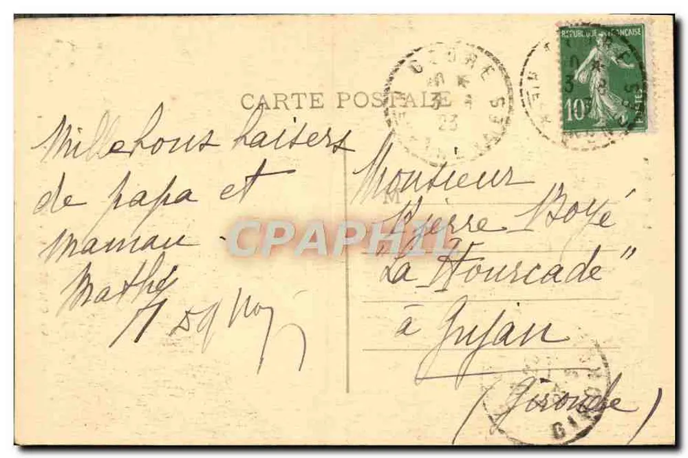 Cauterets — Cascata de Lutour — Editor não identificado, n° 394 - Verso
