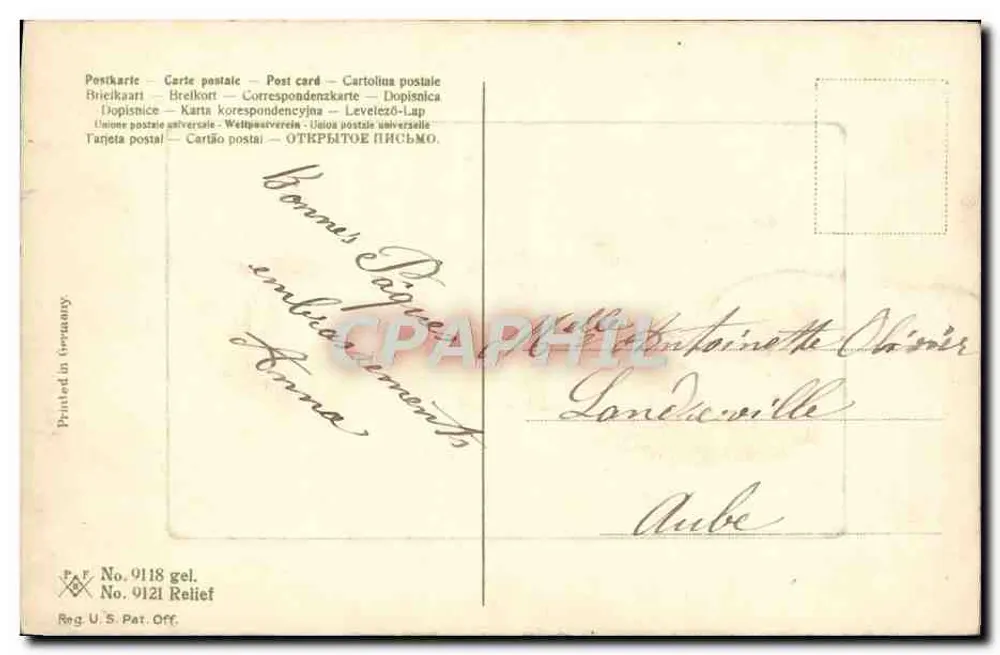 Petite fille en hiver — jouant avec de la neige — éditeur Printed in Germany, n° 9118 gel. - Verso