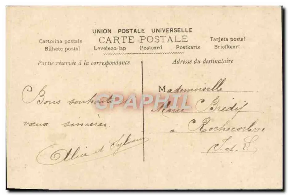 Couple devant panneau 'Pour Janvier' — 'Heureuse Année' — éditeur inconnu, n° 2518 - Verso