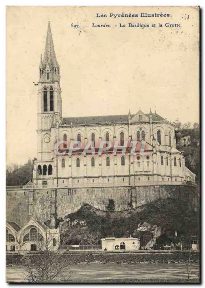 Lourdes — La Basilique et la Grotte — Les Pyrénées Illustrées, n° 597 - Recto