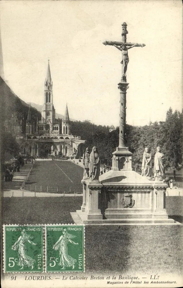 Lourdes — Le Calvaire Breton und die Basilika — LL. — Magasins de l'Hôtel des Ambassadeurs - Vorderseite