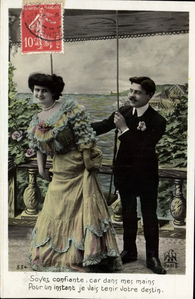 Paar auf einer Terrasse — romantische Szene — Paris, n°334 - Vorderseite