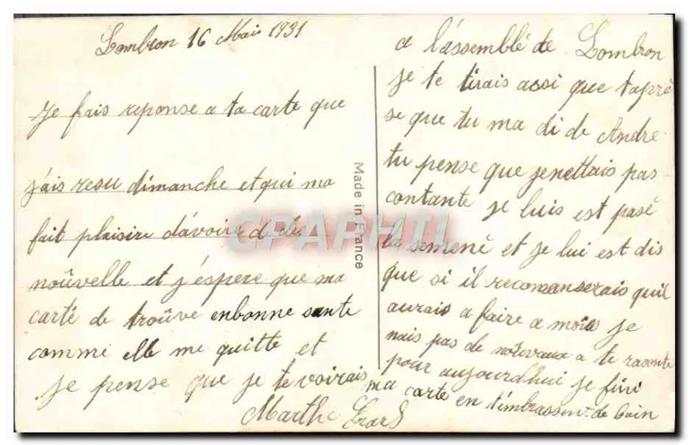 Liebendes Paar — Drucktext und handschriftliche Nachricht — REX 2549 - Rückseite