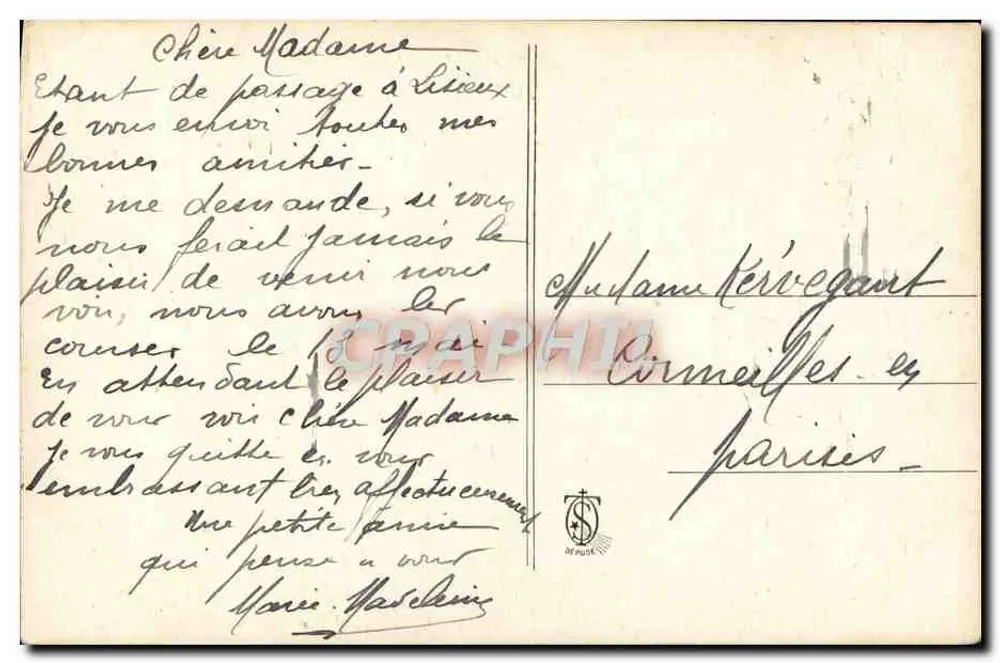 Schwester Thérèse des Kindes Jesu — auf ihrem Sterbebett — anonymer Verleger, Nr. 33 - Rückseite