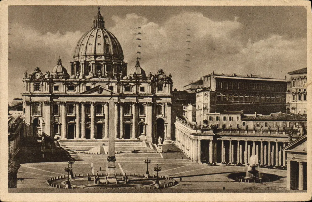 Praça São Pedro em Roma — vista da basílica e do domo — editor L. Merdino & A. Nernmayer - Frente
