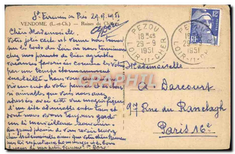 Ruinen des Schlosses — VENDOME (L.-et-Ch.) — Verlag Oim - Rückseite