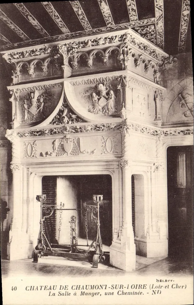 Schloss Chaumont-sur-Loire — Speisesaal, ein Kamin — Delâtre, n°40 - Vorderseite