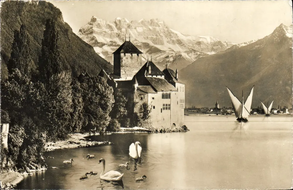 Lac Léman, Schloss Chillon und die Dents du Midi — Éditions Jaeger, Genf, n° 7211 - Vorderseite