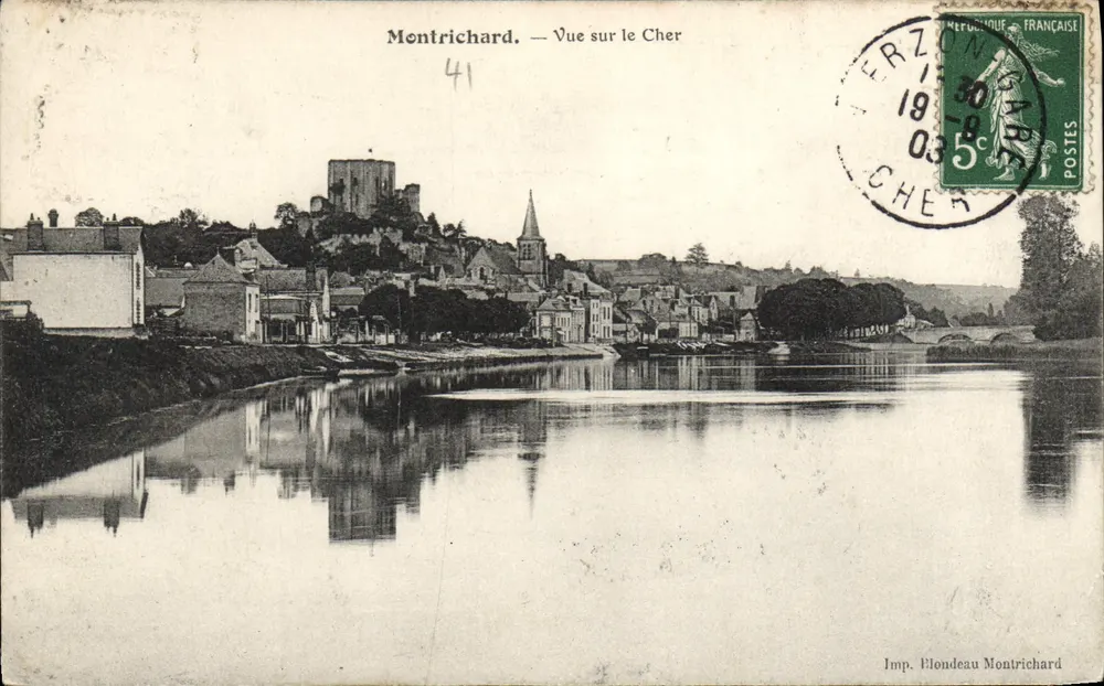 Montrichard — Vista sobre o Cher — Imp. Elondeau Montrichard - Frente