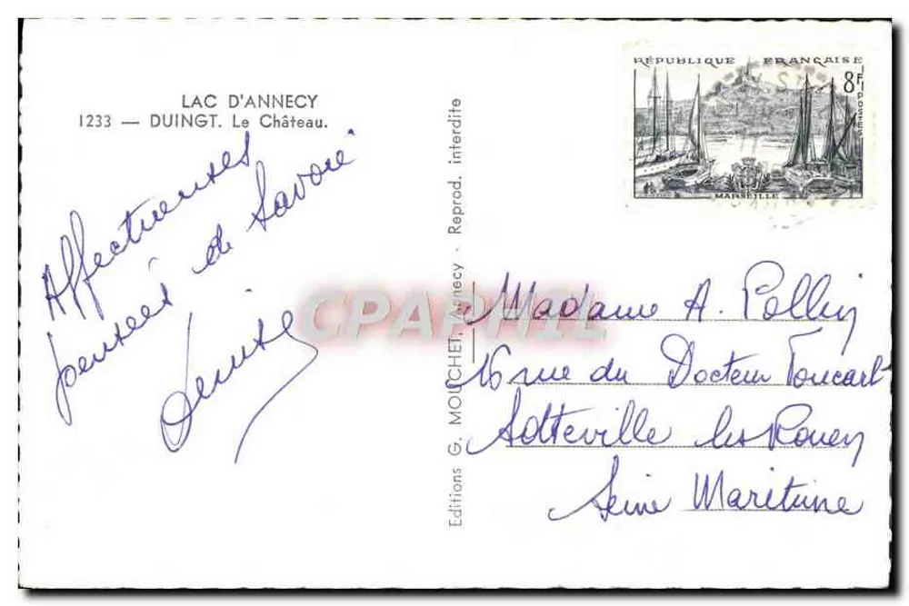Lago de Annecy — O Castelo — Edições G. Mouchet, Annecy - Verso