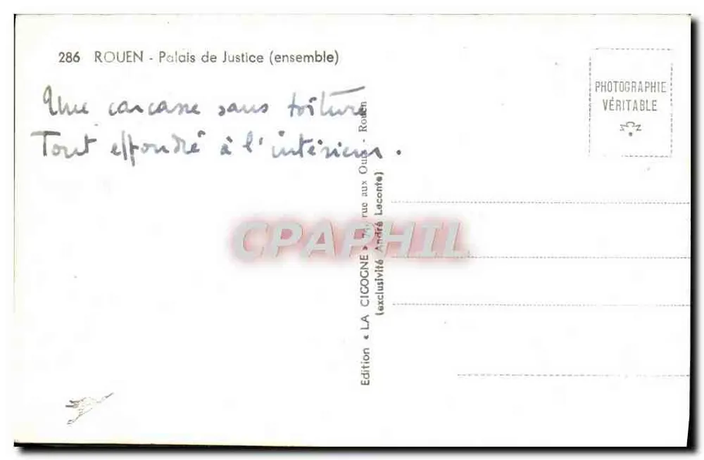Rouen - Palácio da Justiça (conjunto) — La Cigogne, n°286 - Verso