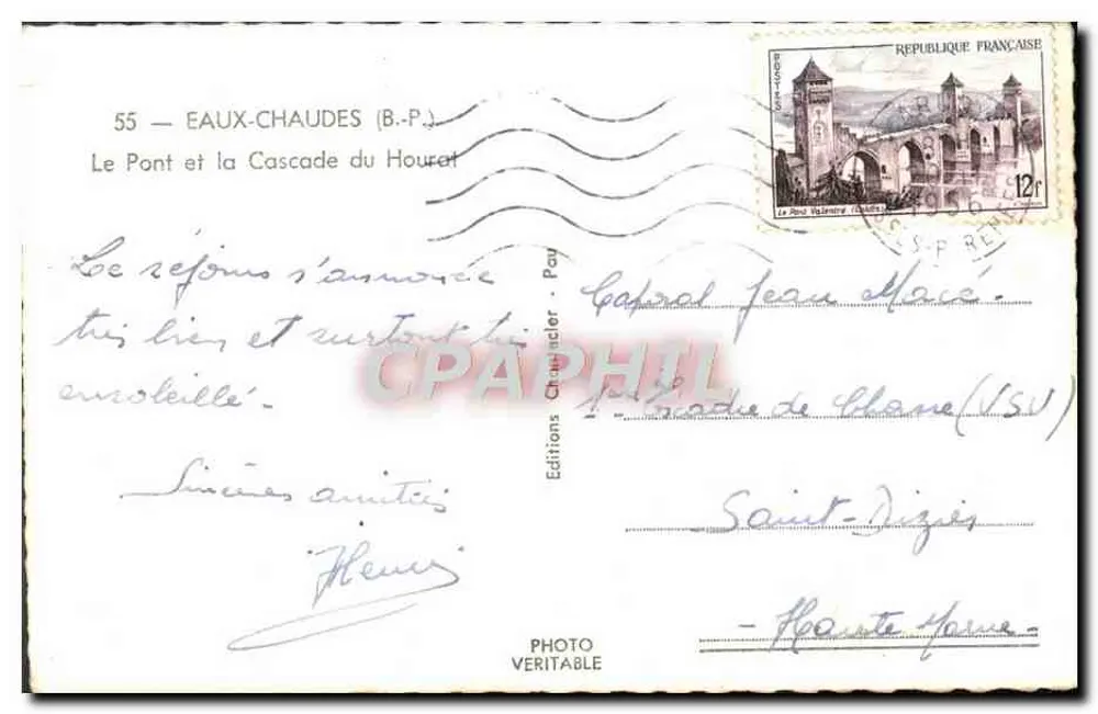 Eaux-Chaudes — O Ponte e a Cachoeira do Hourat — Edições Charpater - Verso