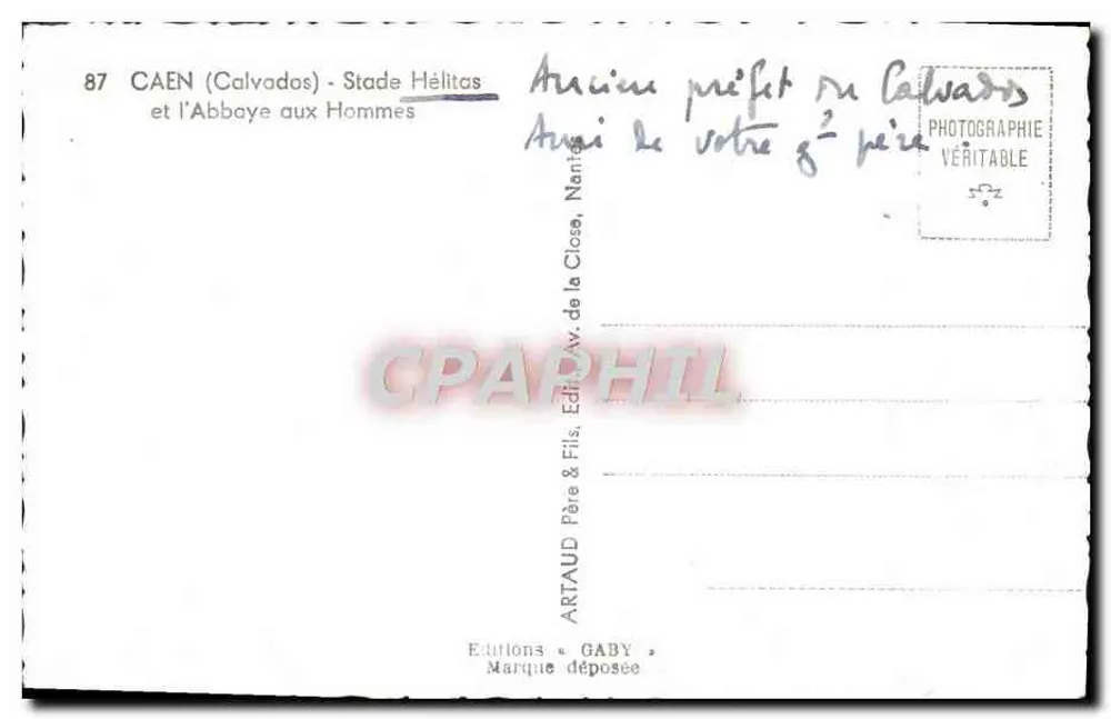 Caen (Calvados) - Estádio Hélitas e a Abadia dos Homens — Edições Gaby - Verso