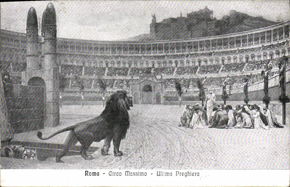 Rome - Circus Maximus - Last Prayer — scene with lion and spectators - Front