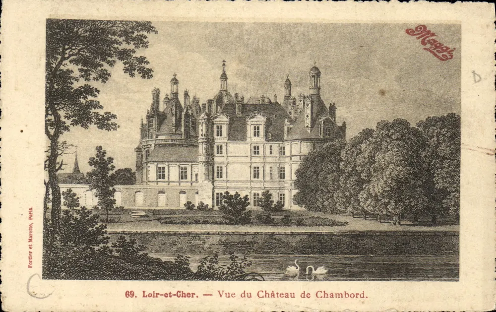 Chambord — Vista do Castelo de Chambord — Portier e Harotto, Paris, n°69 - Frente