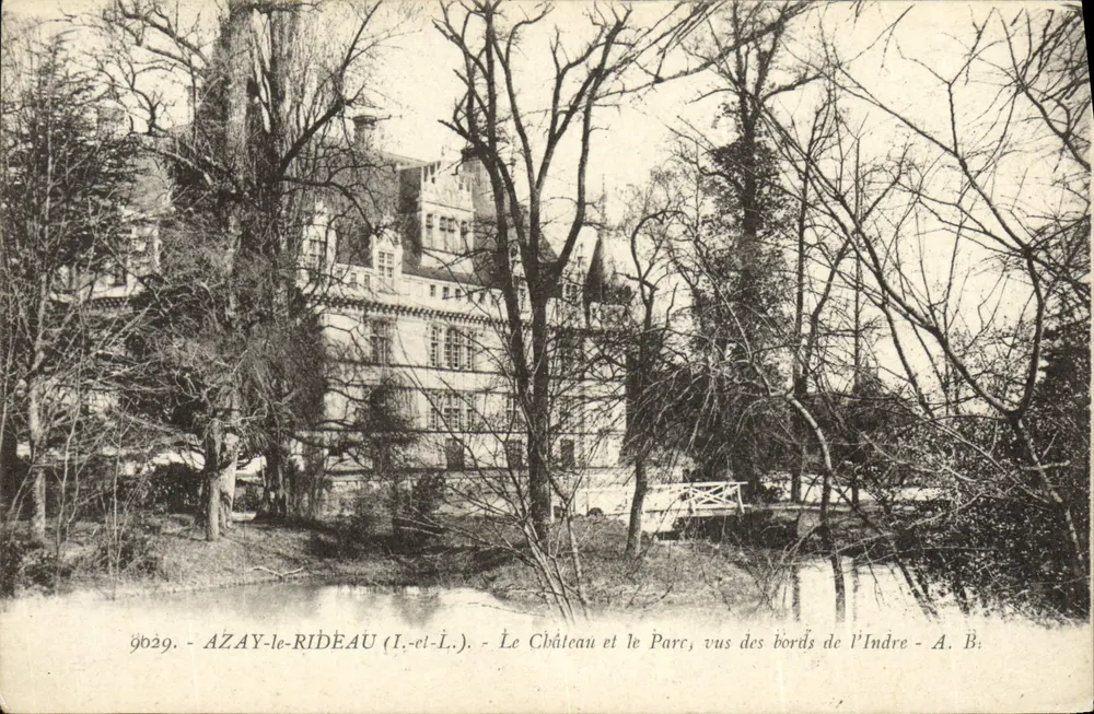 Azay-le-Rideau (Indre-et-Loire) — Schloss und Park von den Ufern der Indre gesehen — A. B. n° 9029 - Vorderseite