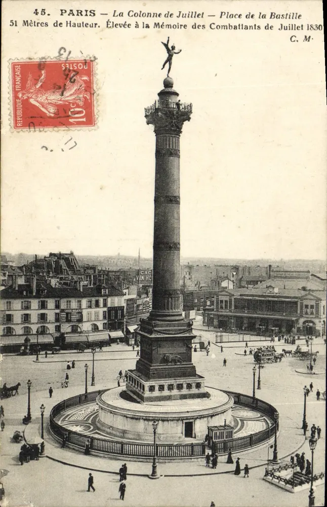Paris — Säulen der Juli — Place de la Bastille — C. M. — 51 Meter Höhe - Vorderseite