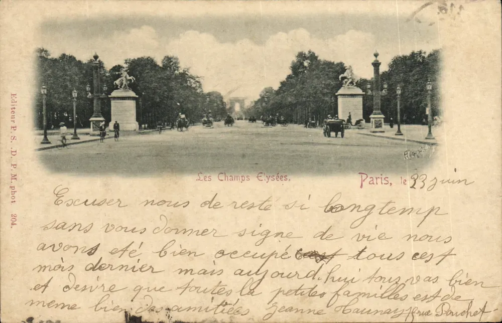 Les Champs Elysées — vista do Arco do Triunfo — Editor P.S.D.P.M. fot. 204 - Frente