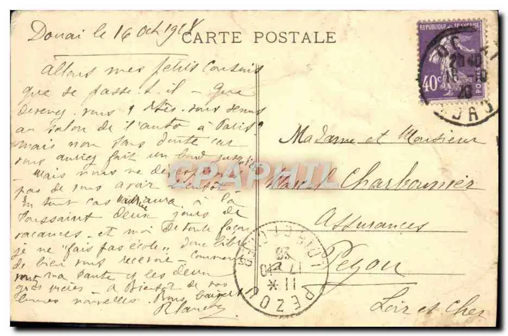 Douai - Le Lac — scène de baignade au bord d'un lac entouré d'arbres, éditeur Baron Jébran, Douai - Verso