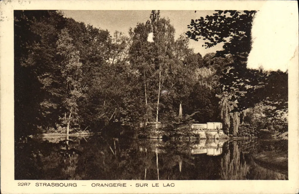 Estrasburgo — Orangerie sobre o lago — editor Braun & Cie, n° 2287 - Frente