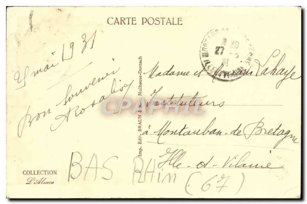 Estrasburgo — Orangerie sobre o lago — editor Braun & Cie, n° 2287 - Verso