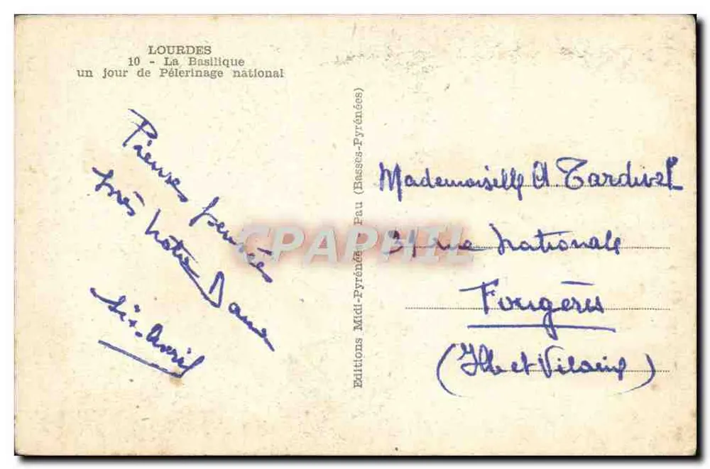Lourdes — Die Basilika — Editions Midi-Pyrénées Fau - Rückseite