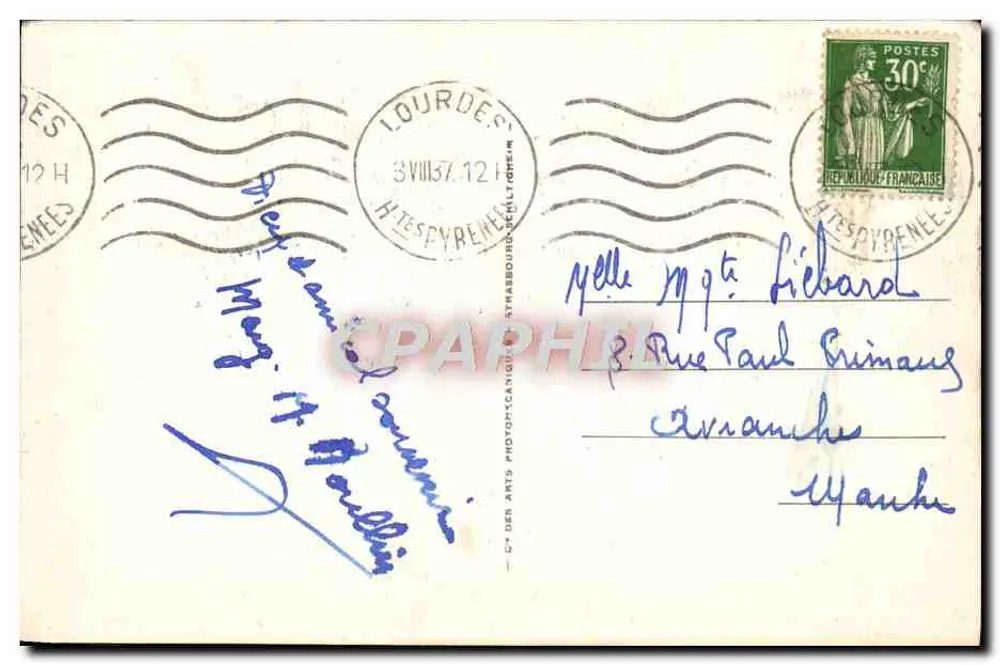 Lourdes — A Basílica — C° dos Arts, Lourdes, n° 11.9 - Verso