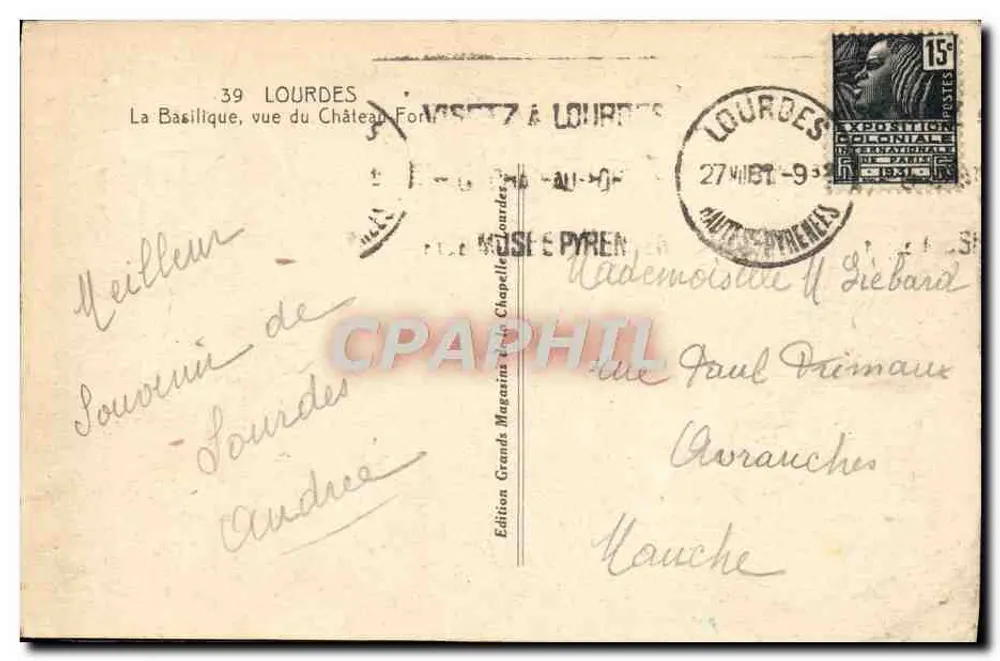 Lourdes — Die Basilika vom Schloss-Fort aus gesehen — Édition Grands Chapelles - Rückseite