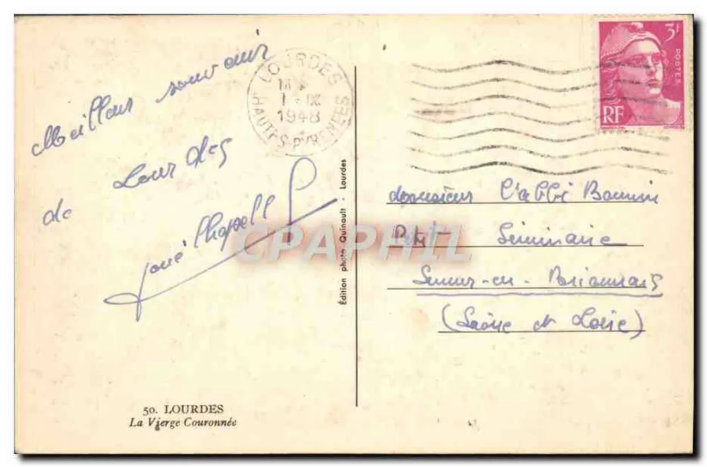 Lourdes — A Virgem Coroada — Edição fotográfica Quinault - Verso