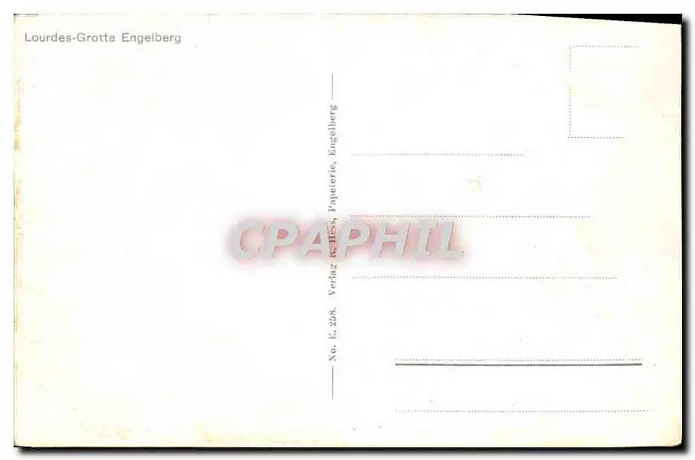 Gruta de Lourdes — Engelberg — Papeterie Engelberg, No. 5.258 - Verso