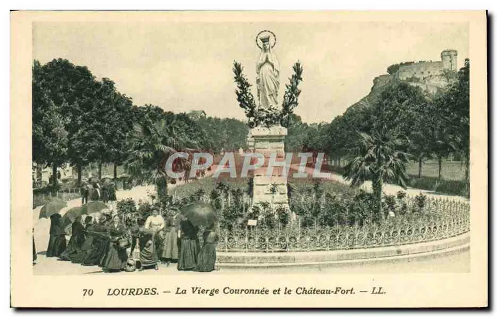 Lourdes — Die gekrönte Jungfrau und das Festungsschloss — LL. — Verlag LL. Nr. 70 - Vorderseite