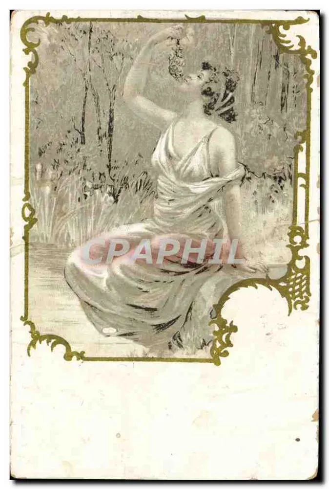 Femme en robe antique — scène de forêt — éditeur : Pharmacie des 2 Cours BERRIAT & St-ANDRÉ — Grenoble - Vorderseite