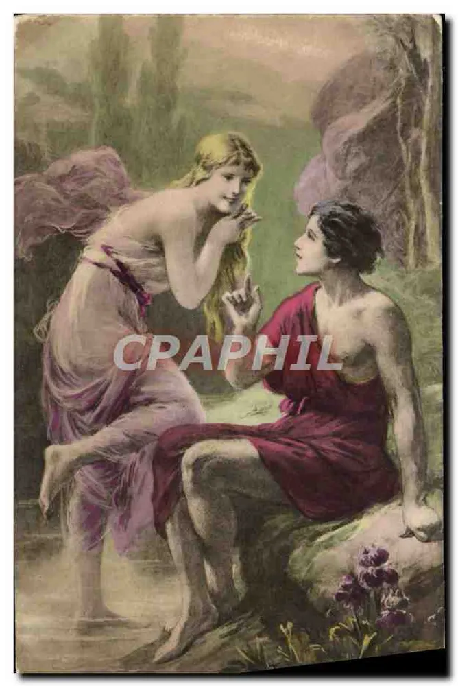 Zwei Frauen im Landschaftsbild — mythische Szene — Luxographe, Serie Nr. 79 - Vorderseite