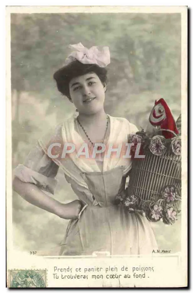 Junge Frau mit einem dekorierten Korb — A.N. PARIS n°337 - Vorderseite