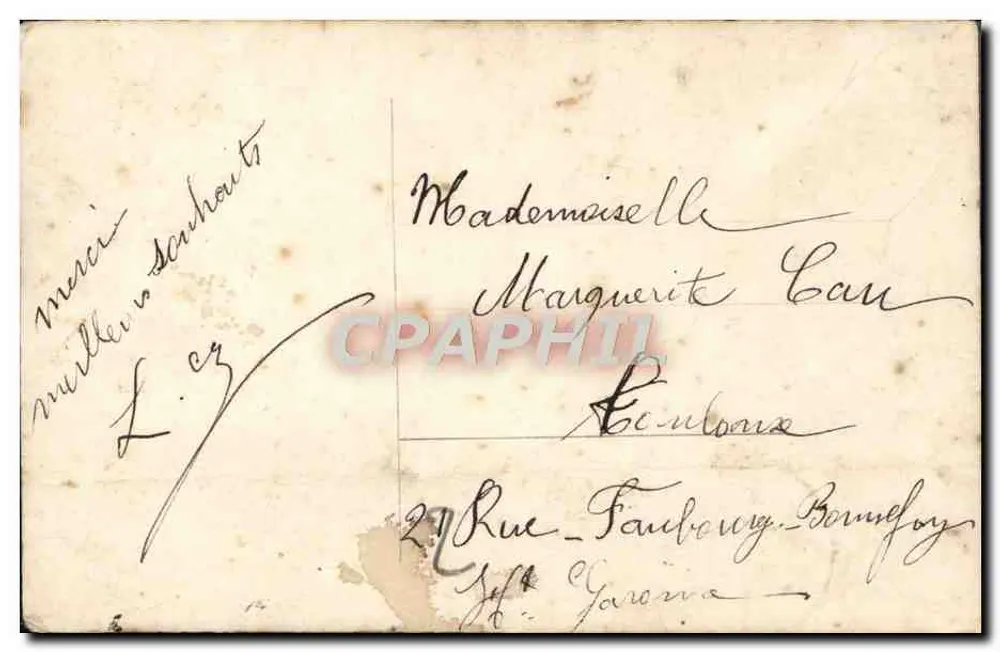 Jeune femme en robe longue — tenant un bouquet de roses — éditeur 'C. P. A. PHIL' n° 487 - Verso