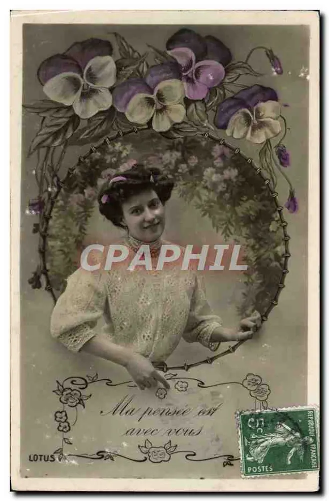 Femme dans un cadre floral — éditeur LOTUS — n° V - Recto