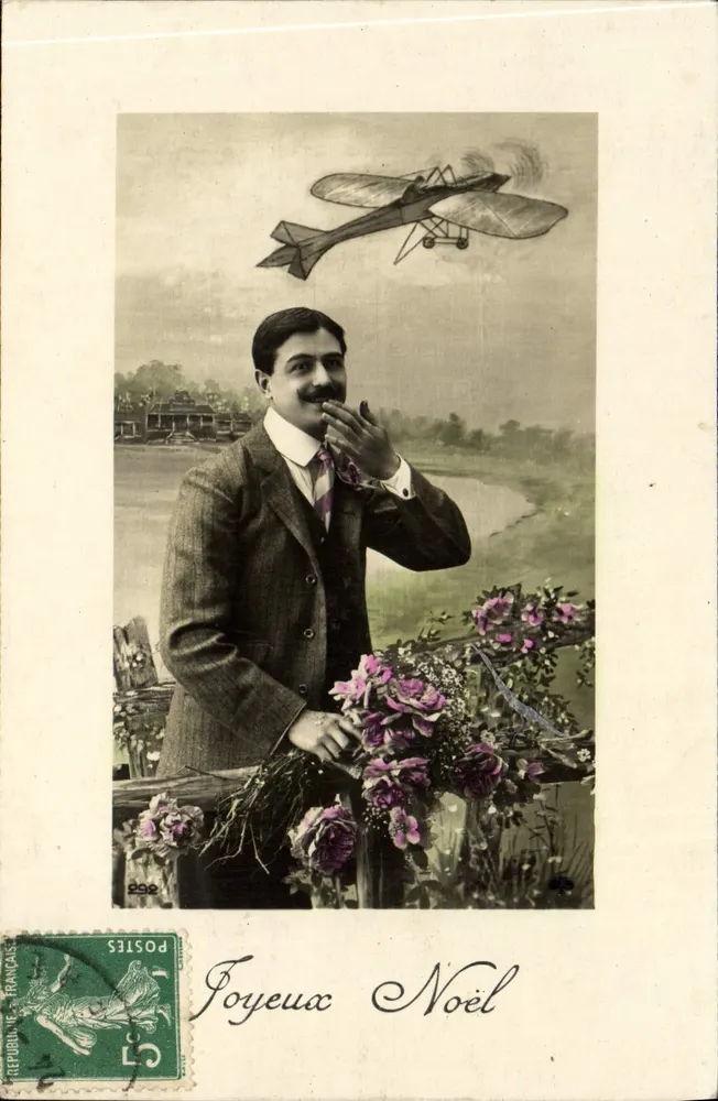 Mann in Anzug — Flugzeug in der Luft — Frohe Weihnachten — Verlag: , Nr. 2992 - Vorderseite
