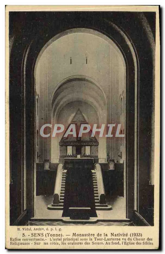 Sens (Yonne) — Monastère de la Nativité (1933) — H. Vidal, Archi. p. l. g. - Recto
