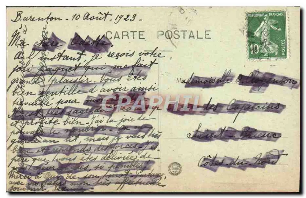 Environs de Ger (Manche) — Cascade de la Fosse — Arthour - Torrent rapide qui dans sa chute a creusé un trou si profond qu'on n'a pu le mesurer - Verso