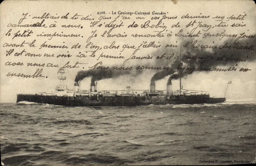 O Cruiser-Couraçado Gueydon — Coleção H. Laurent, Port-Louis - Frente